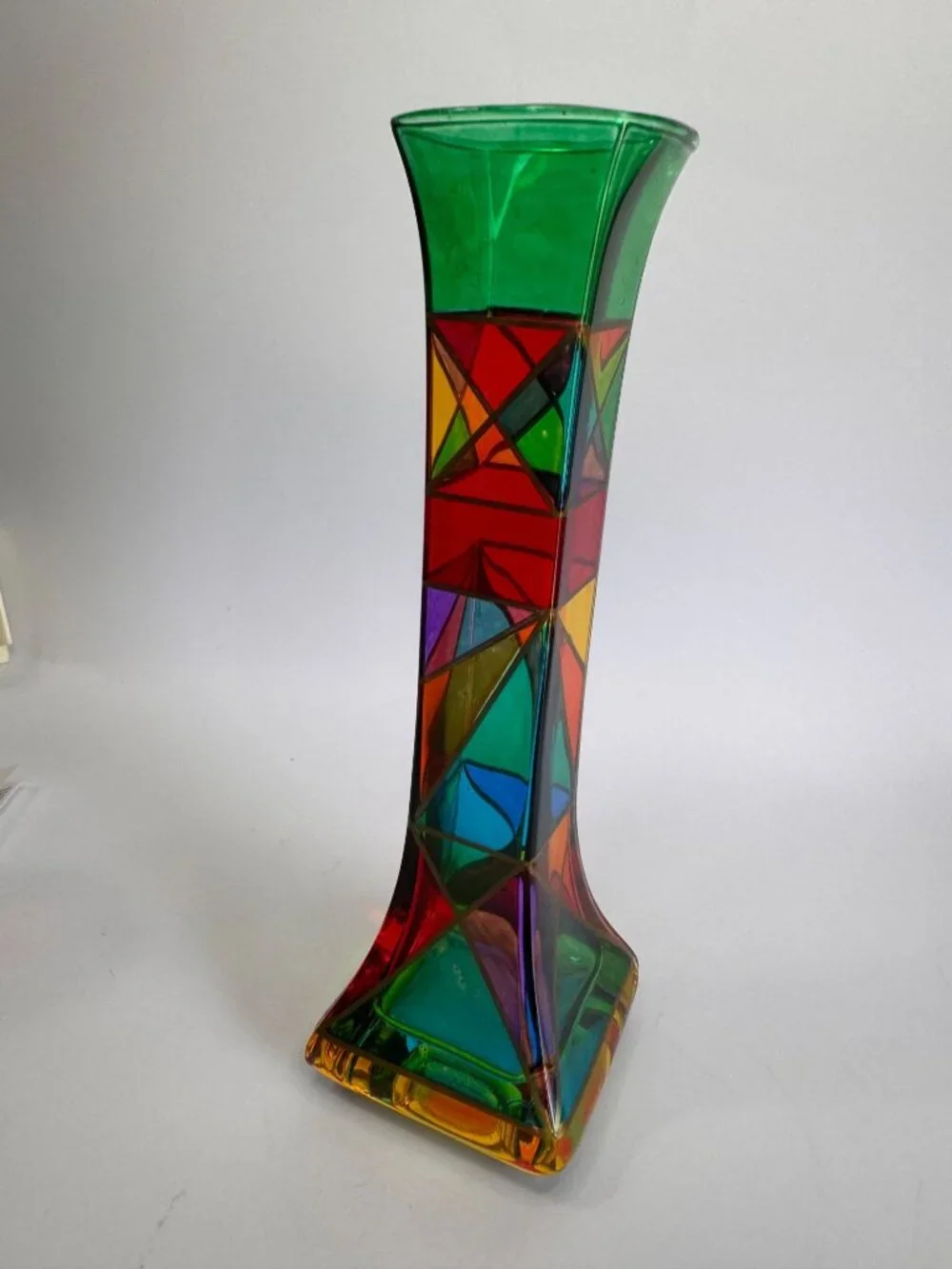 CC Zecchin Venezia Italy Art Glass Vases Pair Cristalli & Colori 8.75